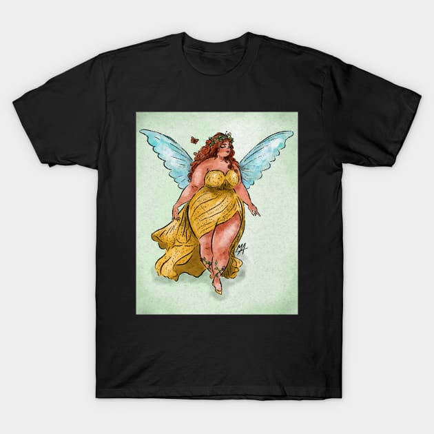 Pretty chubby spring fairy (with background) T-Shirt by The Mindful Maestra